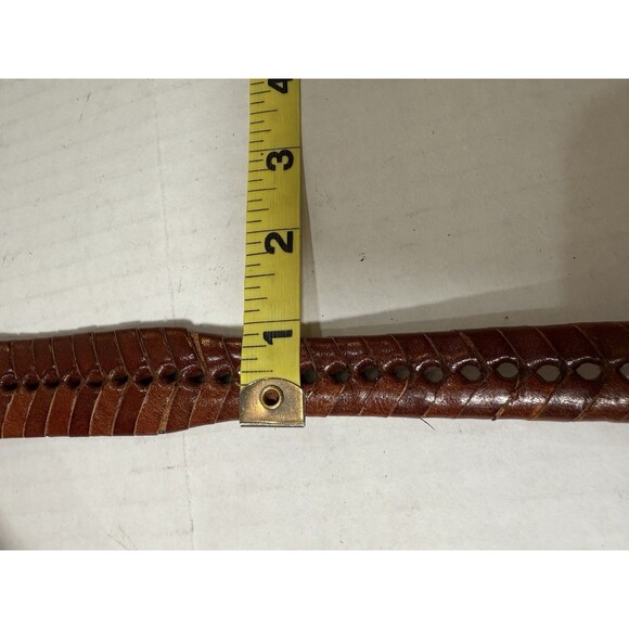 Vintage Braided Leather Belt Mens 42 Brown Gold  Brass Buckle Heritage Gentleman - Picture 7 of 16